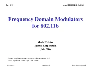 Frequency Domain Modulators for 802.11b