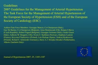 Guidelines 2007 Guidelines for the Management of Arterial Hypertension