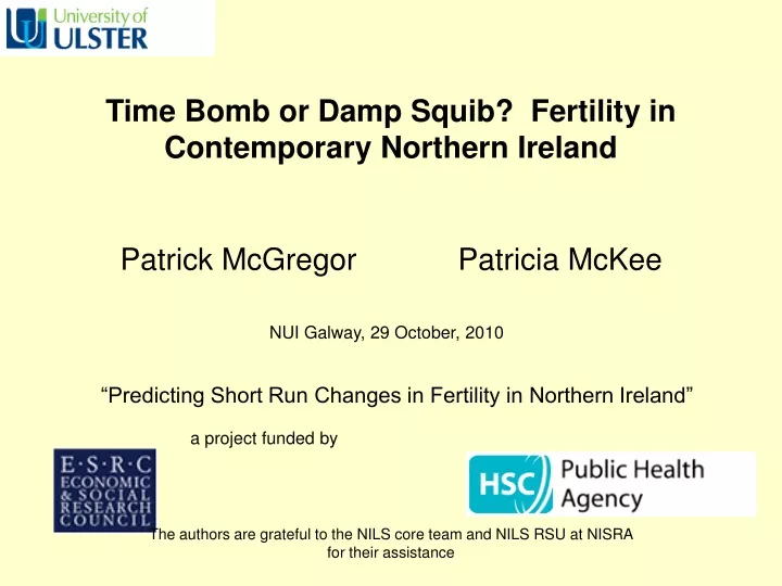 time bomb or damp squib fertility in contemporary northern ireland