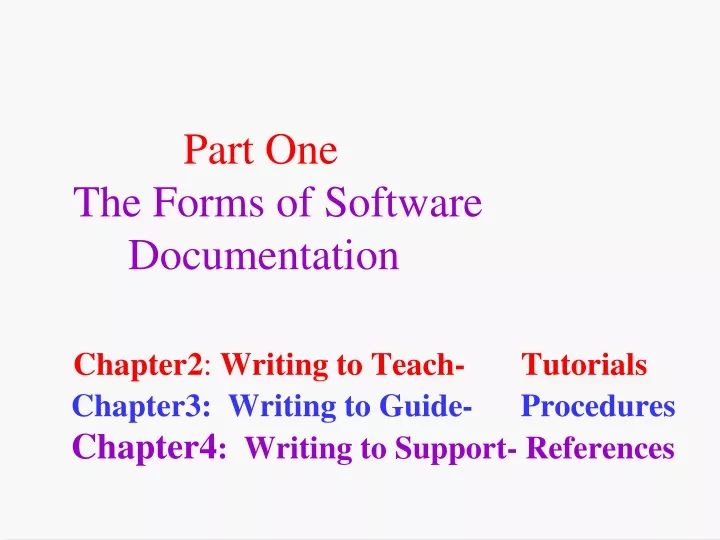 part one the forms of software documentation