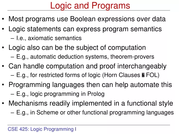 logic and programs