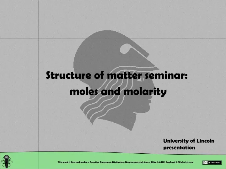 structure of matter seminar moles and molarity