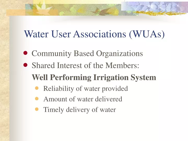 water user associations wuas