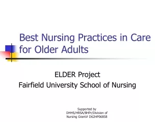 Best Nursing Practices in Care for Older Adults