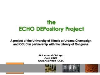 the ECHO DEPository Project