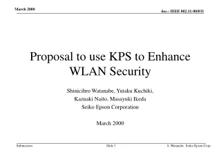Proposal to use KPS to Enhance WLAN Security