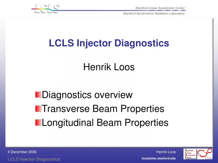 lcls injector diagnostics