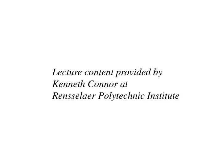 lecture content provided by kenneth connor