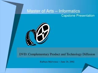 Master of Arts – Informatics                                       Capstone Presentation
