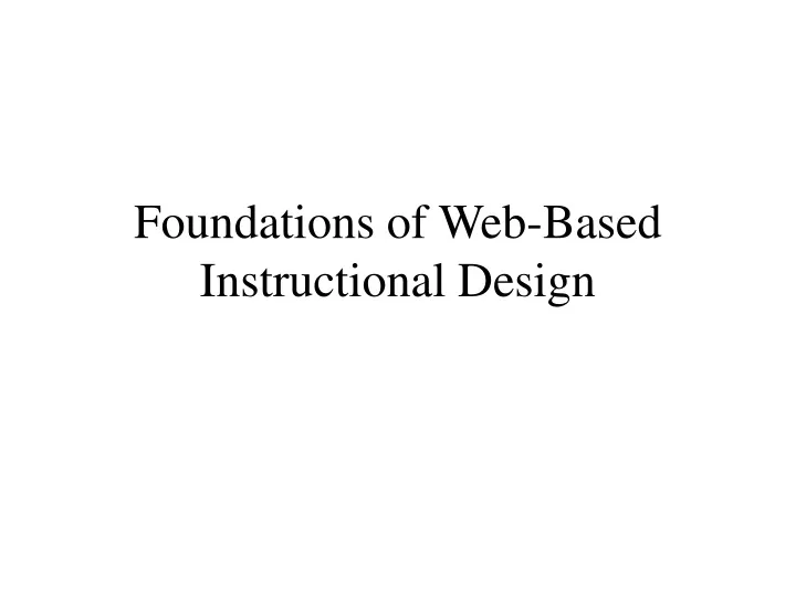 foundations of web based instructional design