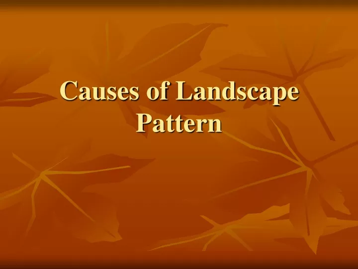 causes of landscape pattern
