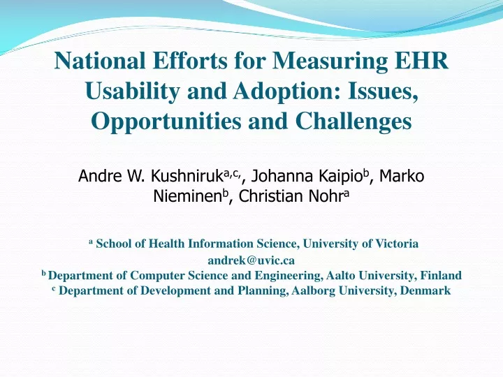 national efforts for measuring ehr usability