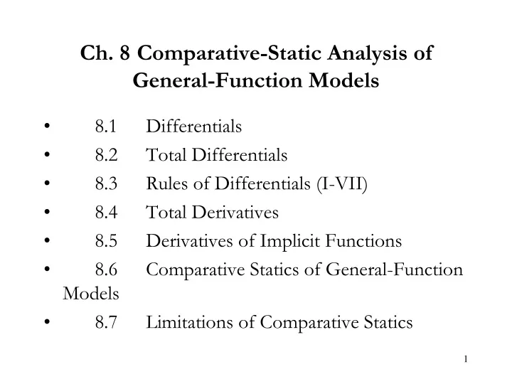ch 8 comparative static analysis of general function models