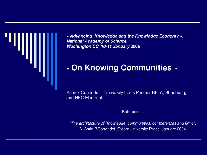 advancing knowledge and the knowledge economy