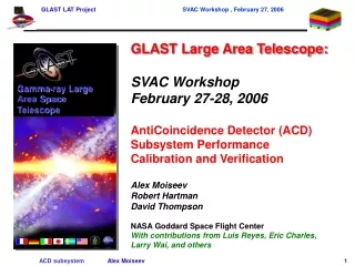 GLAST Large Area Telescope: SVAC Workshop February 27-28, 2006