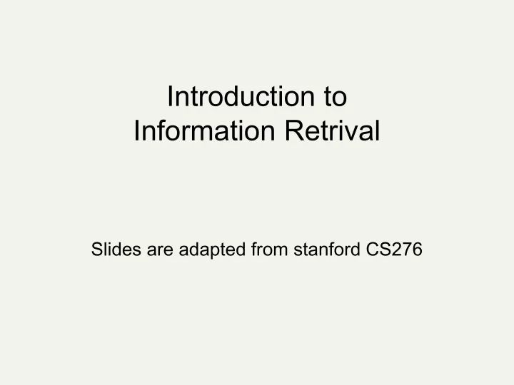 introduction to information retrival