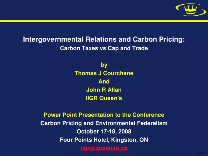 intergovernmental relations and carbon pricing