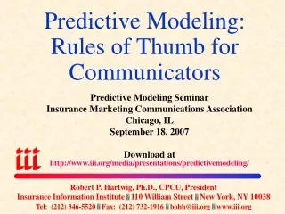 Predictive Modeling: Rules of Thumb for Communicators