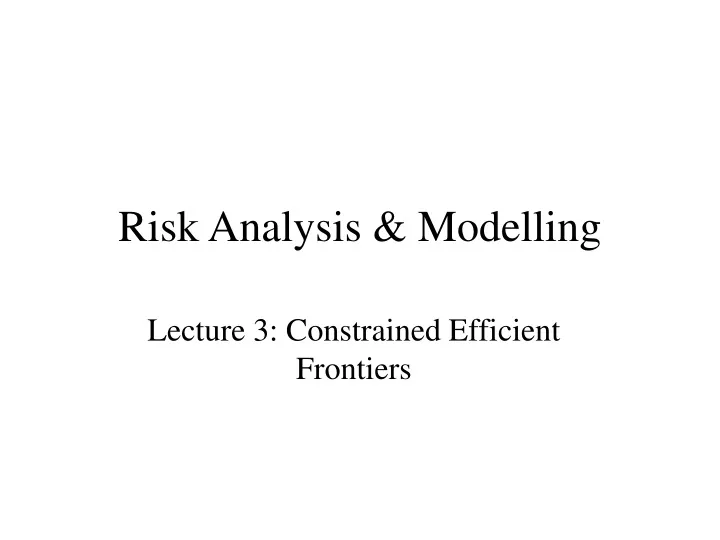 risk analysis modelling