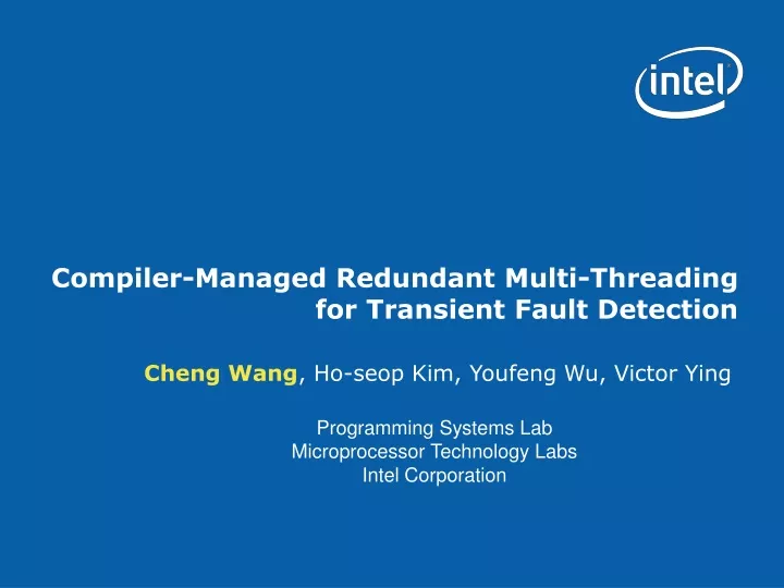 compiler managed redundant multi threading for transient fault detection