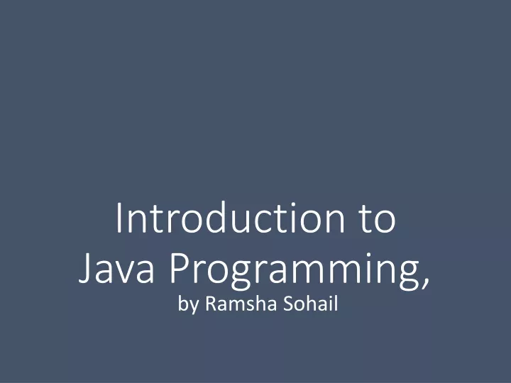 introduction to java programming