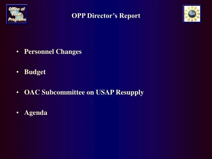 opp director s report