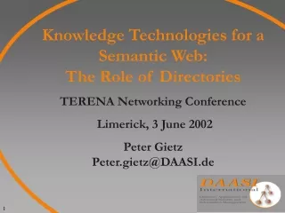 Knowledge Technologies for a Semantic Web:  The Role of Directories