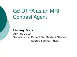 Gd-DTPA as an MRI Contrast Agent