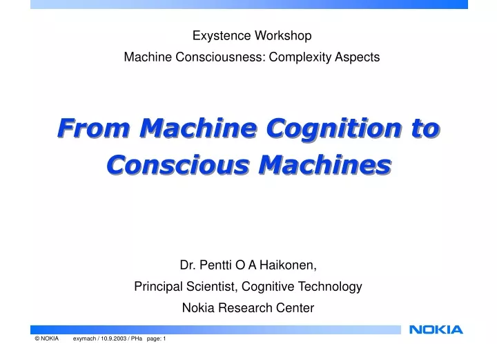exystence workshop machine consciousness