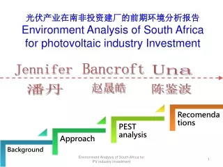 光伏产业在南非投资建厂的前期环境分析报告 Environment Analysis of South Africa for photovoltaic industry Investment