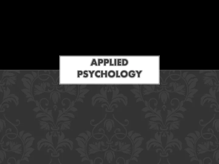 applied psychology
