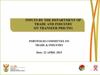 INPUTS BY THE DEPARTMENT OF  TRADE AND INDUSTRY  ON TRANSFER PRICING