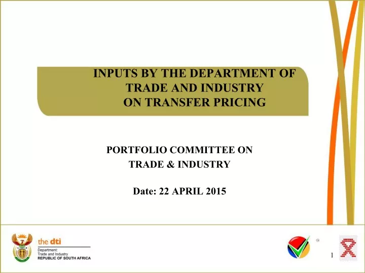 inputs by the department of trade and industry on transfer pricing