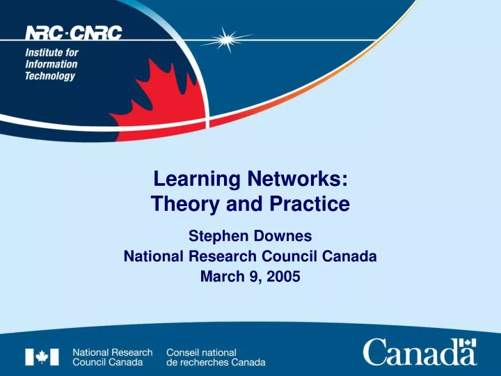 learning networks theory and practice