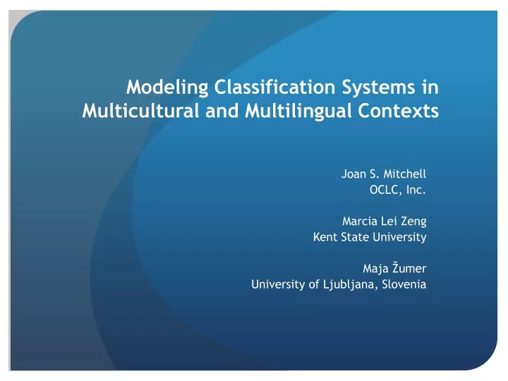modeling classification systems in multicultural and multilingual contexts
