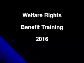 Welfare Rights  Benefit Training  2016