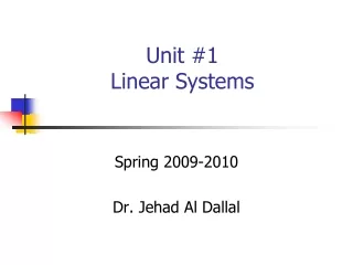 Unit #1 Linear Systems