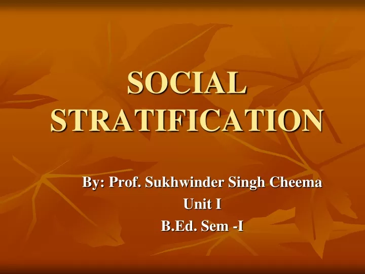 social stratification