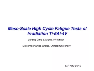 Meso-Scale High Cycle Fatigue Tests of Irradiation Ti-6Al-4V