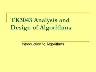 TK3043 Analysis and Design of Algorithms