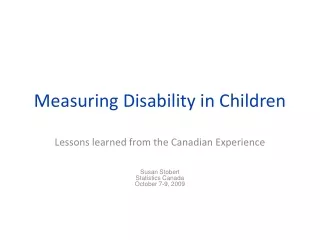 Measuring Disability in Children