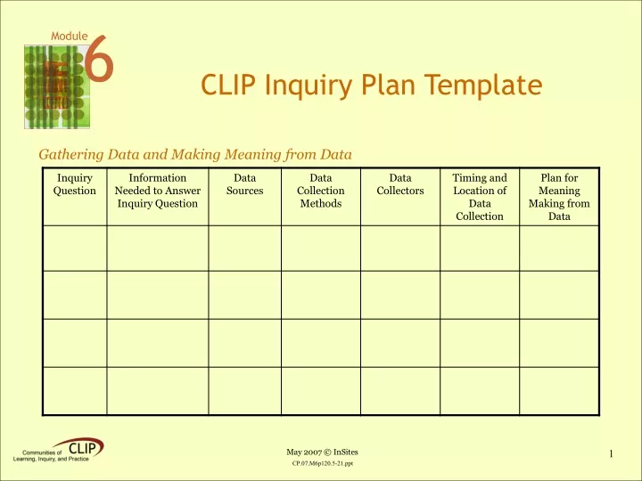 clip inquiry plan template