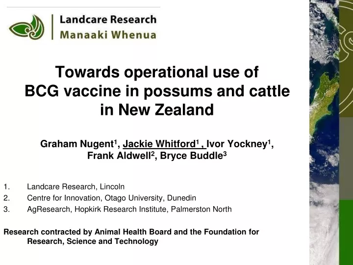 towards operational use of bcg vaccine in possums