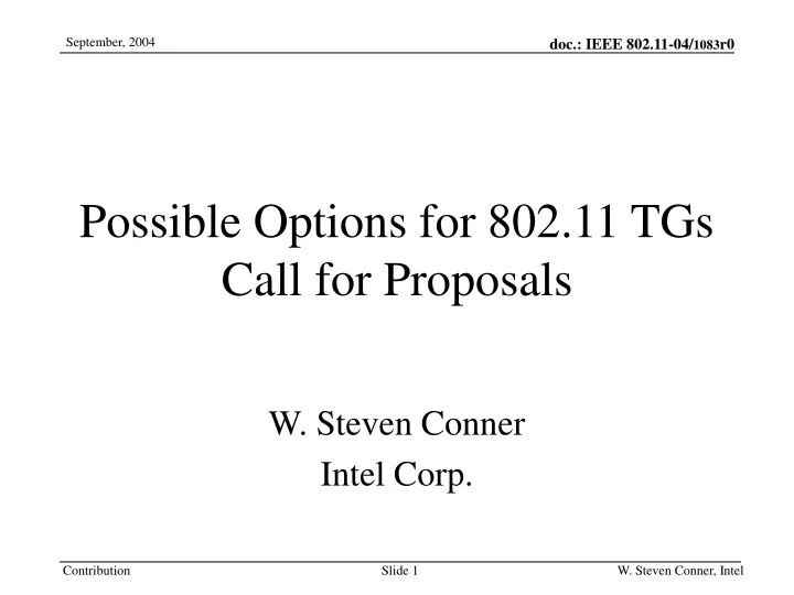 possible options for 802 11 tgs call for proposals