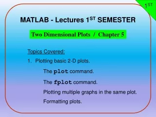 MATLAB - Lectures 1 ST  SEMESTER