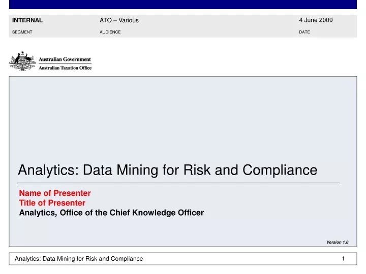 analytics data mining for risk and compliance