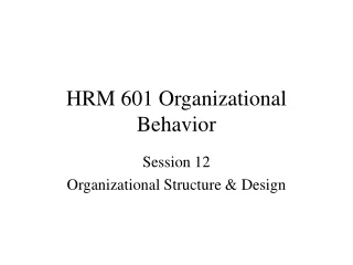 HRM 601 Organizational Behavior