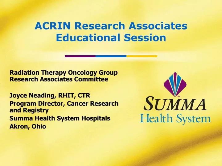 acrin research associates educational session