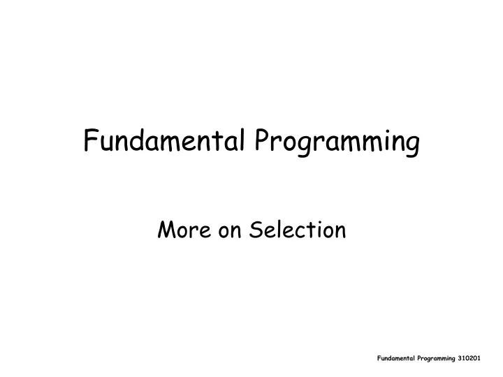 fundamental programming