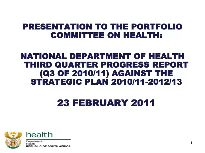 presentation to the portfolio committee on health